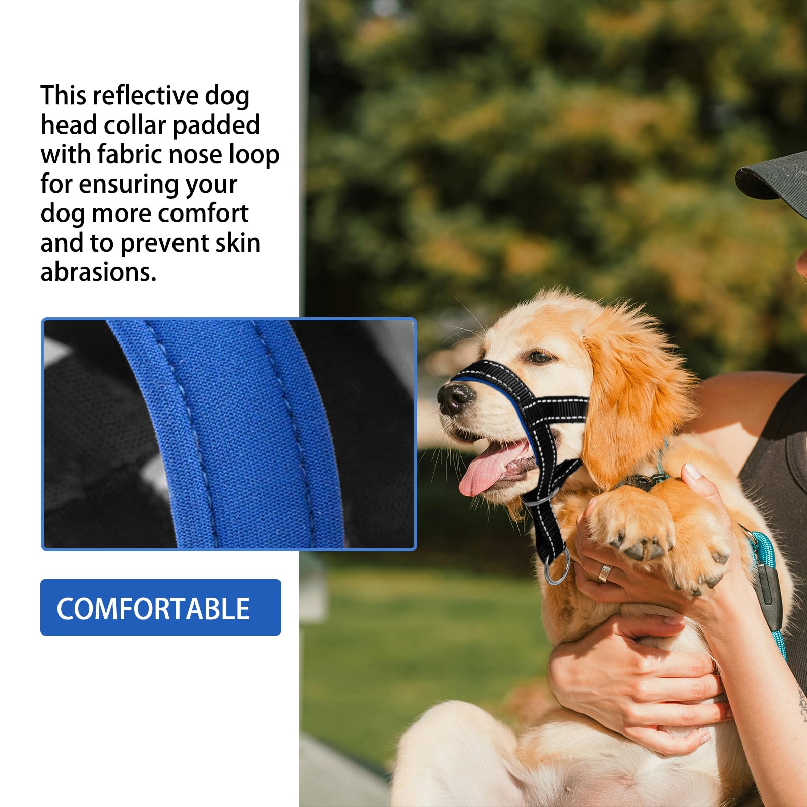Dog Head Collar With Reflective Fabric, Adjustable Dog Head Harness To Prevent Pulling For Small Medium And Large Dogs(L, Red)